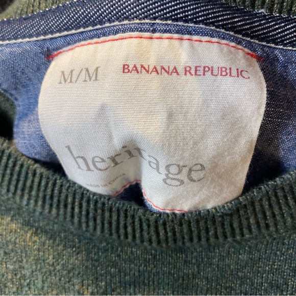 Banana Republic Forest Green Crewneck Sweater M Cotton - Picture 2 of 9